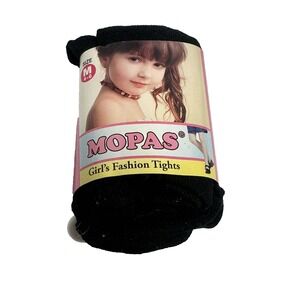mopas girls black fashion tights size medium 4 6